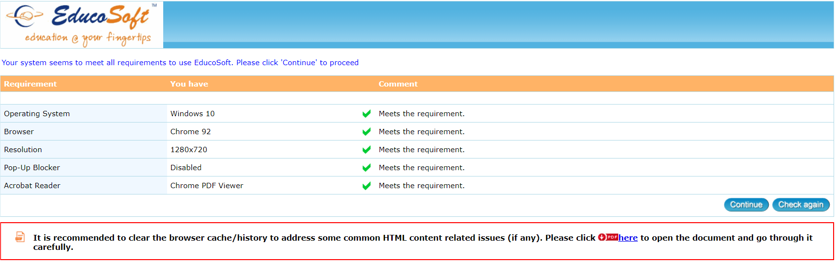 Requisitos de sistema de EducoSoft