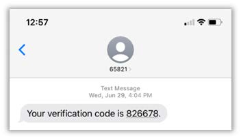 La imagen muestra ejemplo de validación a través de un mensaje de texto SMS