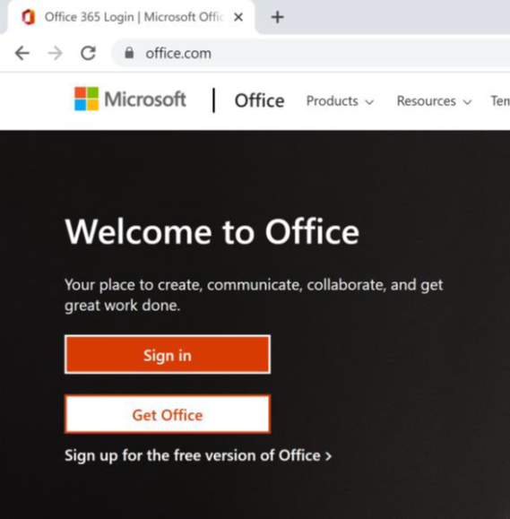 Pagina principal de Microsoft 365 Office